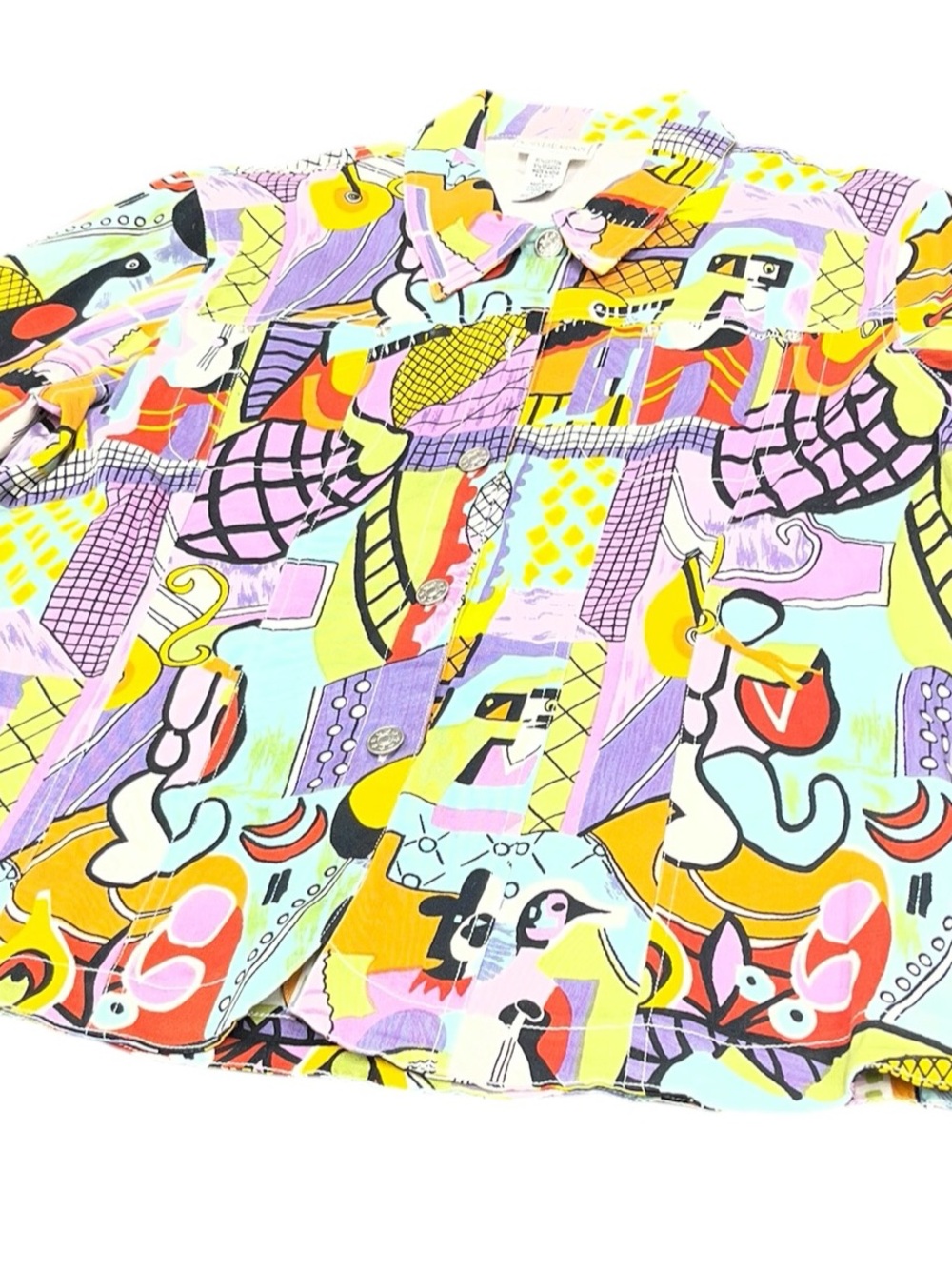 Nouveau Monde Blazer L Jacket Art Wear Picasso Cubist Portraits Funky Colorful